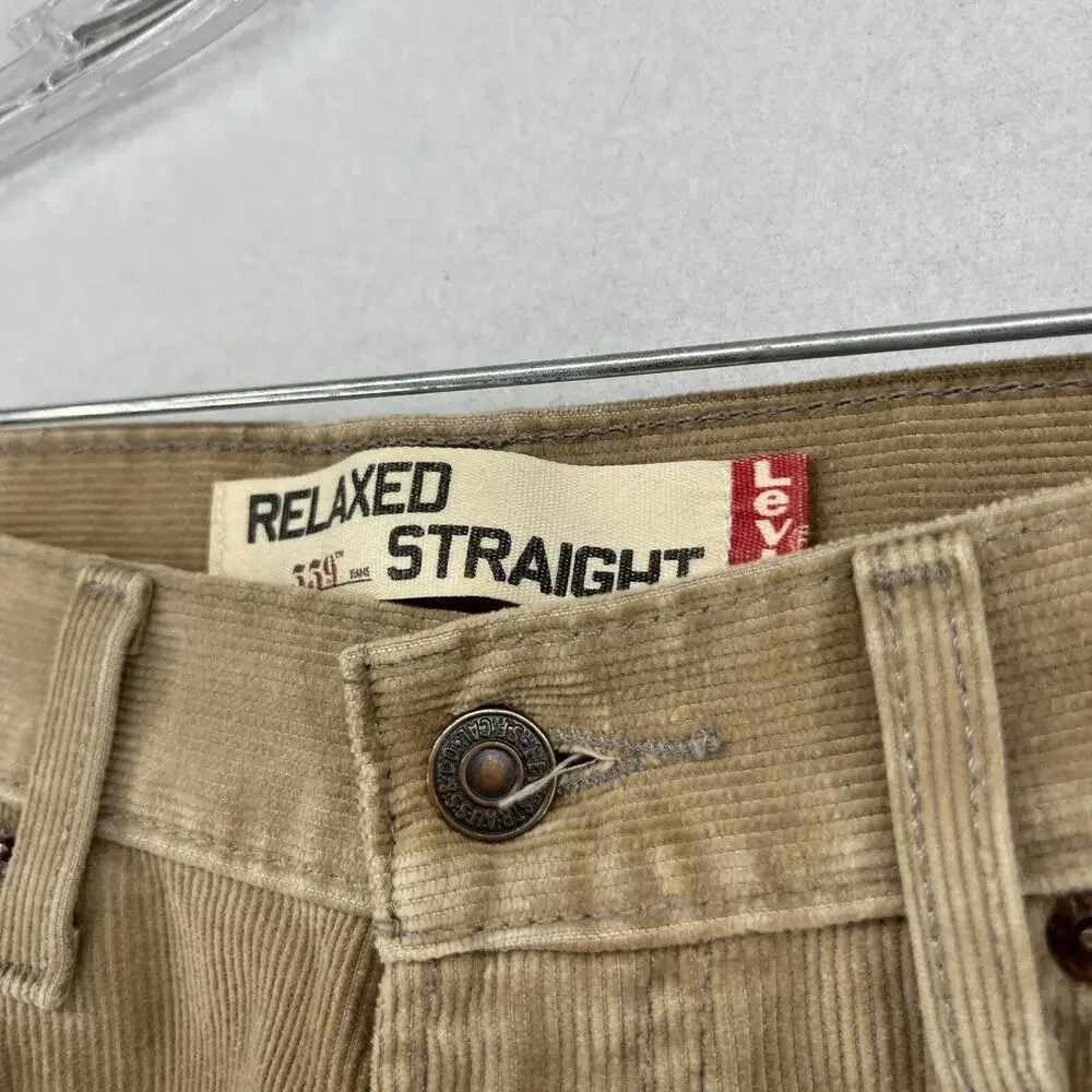 LEVIS Pants Mens 33x34 559 Corduroy Relaxed Straight Chino Cotton Blend Tan